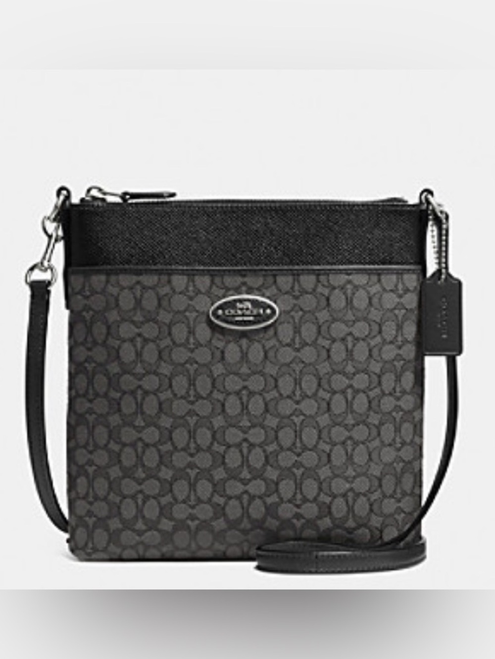 Coach North South Swingpack Leather Crossbody Logo Bag with Silver Hardware